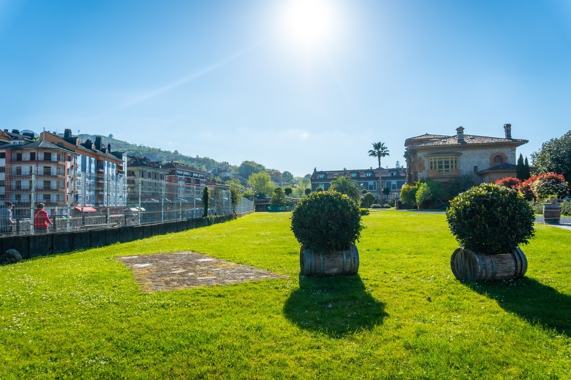 A beautiful public park in the town of Cangas de Onis. Asturias. Spain